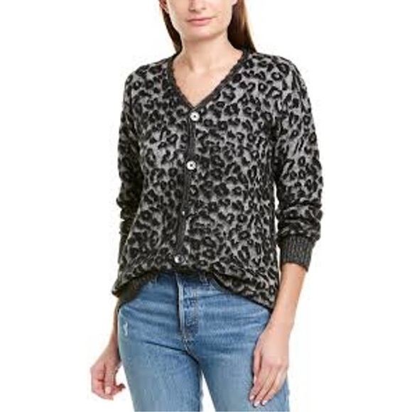 🔥 LA VIE REBECCA TAYLOR Jacquard Leopard
Print Cardigan SIZE MEDIUM - Picture 10 of 12